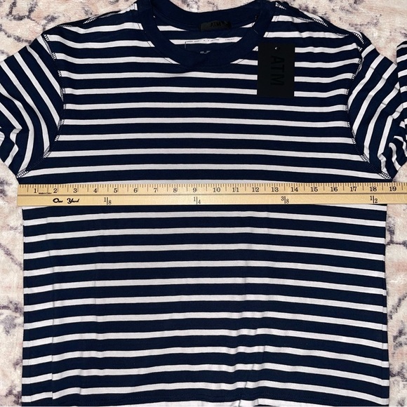 ATM Anthony Thomas Melillo NWT Stripe Jersey Cotton T-Shirt Navy White Small - Picture 8 of 12
